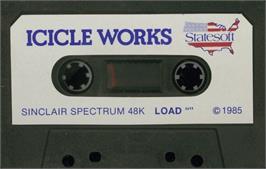 Cartridge artwork for Icicle Works on the Sinclair ZX Spectrum.