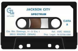 Cartridge artwork for Jackson City on the Sinclair ZX Spectrum.