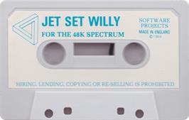 Cartridge artwork for Jet Set Willy on the Sinclair ZX Spectrum.