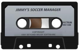 Cartridge artwork for Jimmy's Soccer Manager on the Sinclair ZX Spectrum.