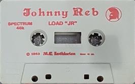 Cartridge artwork for Johnny Reb on the Sinclair ZX Spectrum.