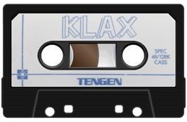 Cartridge artwork for Klax on the Sinclair ZX Spectrum.