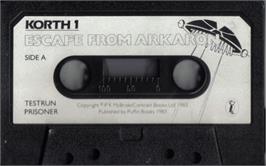 Cartridge artwork for Korth Trilogy, The 1 - Escape From Arkaron on the Sinclair ZX Spectrum.
