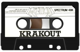 Cartridge artwork for Krakout on the Sinclair ZX Spectrum.