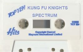 Cartridge artwork for Kung Fu Knights on the Sinclair ZX Spectrum.