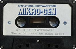 Cartridge artwork for Laserwarp on the Sinclair ZX Spectrum.