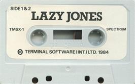 Cartridge artwork for Lazy Jones on the Sinclair ZX Spectrum.