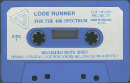 Cartridge artwork for Lode Runner on the Sinclair ZX Spectrum.