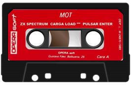 Cartridge artwork for MOT on the Sinclair ZX Spectrum.