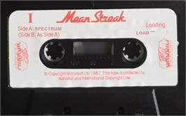 Cartridge artwork for Mean Streak on the Sinclair ZX Spectrum.