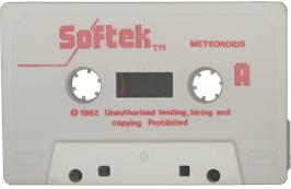 Cartridge artwork for Meteoroids on the Sinclair ZX Spectrum.