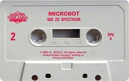 Cartridge artwork for Microbot on the Sinclair ZX Spectrum.