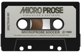 Cartridge artwork for Microprose Soccer on the Sinclair ZX Spectrum.