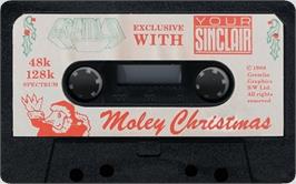 Cartridge artwork for Moley Christmas on the Sinclair ZX Spectrum.