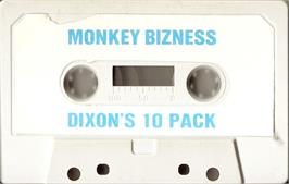 Cartridge artwork for Monkey Bizness on the Sinclair ZX Spectrum.
