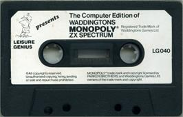 Cartridge artwork for Monopoly on the Sinclair ZX Spectrum.