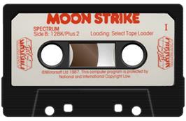 Cartridge artwork for Moon Strike on the Sinclair ZX Spectrum.
