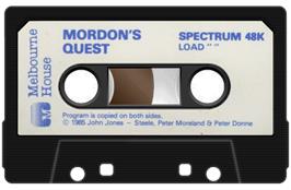 Cartridge artwork for Mordon's Quest on the Sinclair ZX Spectrum.