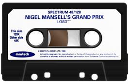 Cartridge artwork for Nigel Mansell's Grand Prix on the Sinclair ZX Spectrum.
