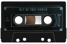 Cartridge artwork for Out Of This World on the Sinclair ZX Spectrum.