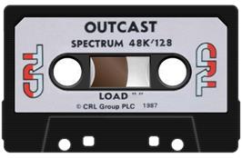 Cartridge artwork for Outcast on the Sinclair ZX Spectrum.