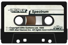 Cartridge artwork for Paperboy on the Sinclair ZX Spectrum.