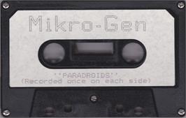 Cartridge artwork for Paradroids on the Sinclair ZX Spectrum.