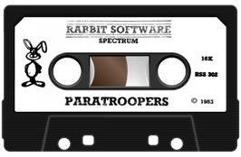 Cartridge artwork for Paratroopers on the Sinclair ZX Spectrum.