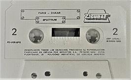 Cartridge artwork for Paris-Dakar on the Sinclair ZX Spectrum.