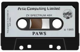 Cartridge artwork for Paws on the Sinclair ZX Spectrum.