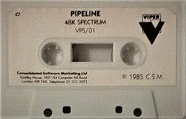Cartridge artwork for Pipe Dream on the Sinclair ZX Spectrum.