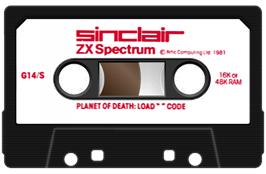 Cartridge artwork for Planet of Death on the Sinclair ZX Spectrum.