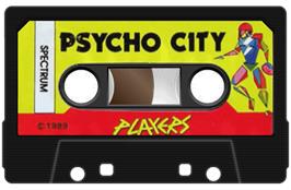 Cartridge artwork for Psycho City on the Sinclair ZX Spectrum.