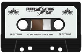 Cartridge artwork for Purple Saturn Day on the Sinclair ZX Spectrum.