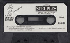 Cartridge artwork for Question Of Scruples - The Computer Edition, A on the Sinclair ZX Spectrum.