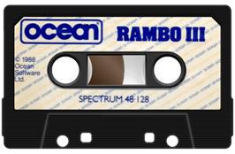 Cartridge artwork for Rambo 3 on the Sinclair ZX Spectrum.