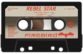 Cartridge artwork for Rebel Star on the Sinclair ZX Spectrum.