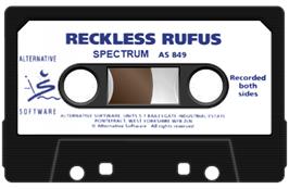 Cartridge artwork for Reckless Rufus on the Sinclair ZX Spectrum.