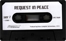 Cartridge artwork for Request In' Peace on the Sinclair ZX Spectrum.