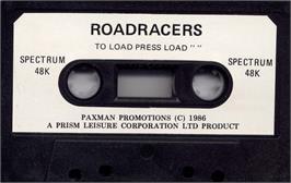 Cartridge artwork for Road Racers on the Sinclair ZX Spectrum.