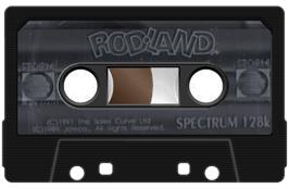 Cartridge artwork for Rodland on the Sinclair ZX Spectrum.