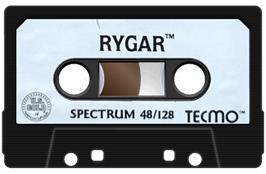 Cartridge artwork for Rygar on the Sinclair ZX Spectrum.
