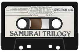 Cartridge artwork for Samurai Trilogy on the Sinclair ZX Spectrum.