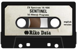 Cartridge artwork for Sentinel on the Sinclair ZX Spectrum.