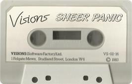 Cartridge artwork for Sheer Panic on the Sinclair ZX Spectrum.