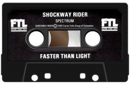 Cartridge artwork for Shockway Rider on the Sinclair ZX Spectrum.