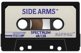 Cartridge artwork for Side Arms on the Sinclair ZX Spectrum.