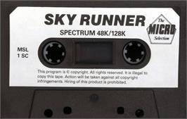 Cartridge artwork for Sky Runner on the Sinclair ZX Spectrum.