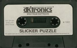 Cartridge artwork for Slicker Puzzle on the Sinclair ZX Spectrum.