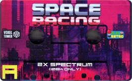 Cartridge artwork for Space Racing on the Sinclair ZX Spectrum.